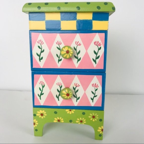 Hand Painted Jewelry Box Chest - Picture 1 of 3